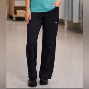 Dickies EDS Signature Black Scrub Pants M Petite 28” Inseam Elastic Waist Cargo